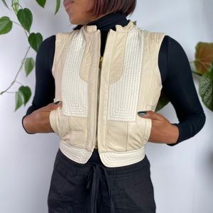 Cream leather biker vest